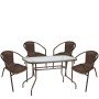 Σετ Τραπεζαρία Κήπου ArteLibre VULCAN Καφέ Rattan/Γυαλί/Μέταλλο Με 4 Πολυθρόνες 14990534