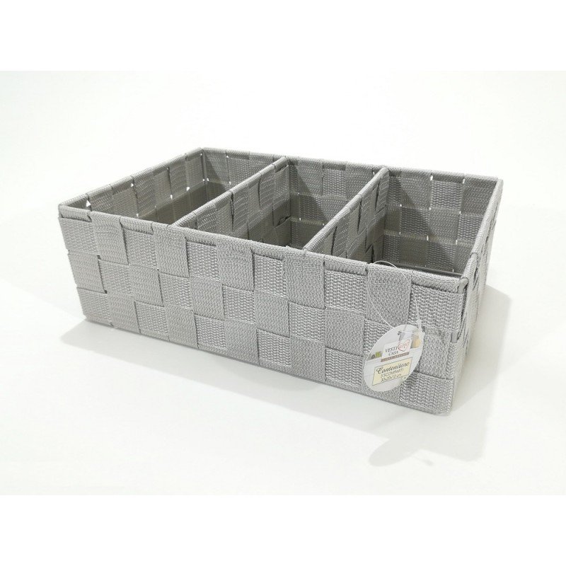 Κουτί Αποθήκευσης Με 3 Τμήματα Γκρι PP 30x20x10cm