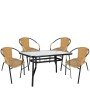 Σετ Τραπεζαρία Κήπου ArteLibre SUN Μαύρο/Μπεζ Rattan/Γυαλί/Μέταλλο Με 4 Πολυθρόνες 14990535