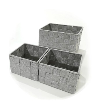 Κουτί Αποθήκευσης Γκρι PP (2x)13x13x9cm/20x15x13.5cm Σετ 3Τμχ Κουτί Αποθήκευσης Γκρι PP (2x)13x13x9cm/20x15x13.5cm Σετ 3Τμχ