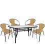 Σετ Τραπεζαρία Κήπου ArteLibre SUN Μαύρο/Μπεζ Rattan/Γυαλί/Μέταλλο Με 4 Πολυθρόνες 14990536