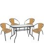 Σετ Τραπεζαρία Κήπου ArteLibre VULCAN Μαύρο/Μπεζ Rattan/Γυαλί/Μέταλλο Με 4 Πολυθρόνες 14990538