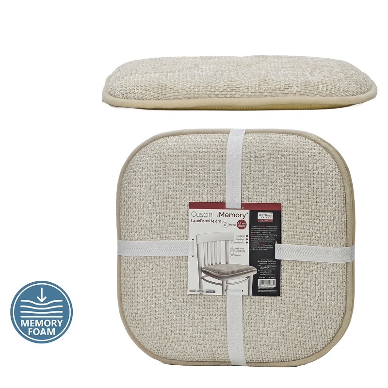 Μαξιλάρι Καρέκλας Memory Foam Ιβουάρ 40x40cm Σετ 2Τμχ