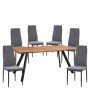 Σετ Τραπεζαρία (6+1) ArteLibre AOSA Μαύρο/Honey Maple/Γκρι Μέταλλο/MDF/Βελούδο 160x90x76cm 14990407