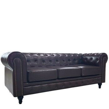 Καναπές Τριθέσιος ArteLibre AVERY Σκούρο Καφέ PU 208x90x73cm Καναπές Τριθέσιος ArteLibre AVERY Σκούρο Καφέ PU 208x90x73cm