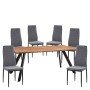 Σετ Τραπεζαρία (6+1) ArteLibre AOSA Μαύρο/Honey Maple/Γκρι Μέταλλο/MDF/Βελούδο 180x90x76cm 14990415