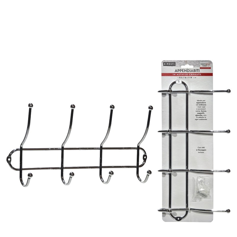 Κρεμάστρα Τοίχου 8 Θέσεων Χρώμιο 35x6x18cm