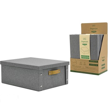 Κουτί Αποθήκευσης Γκρι Πολυεστέρας 33x40x17cm Κουτί Αποθήκευσης Γκρι Πολυεστέρας 33x40x17cm
