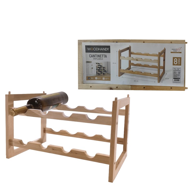 Μπουκαλοθήκη Με 8 Θέσεις Φυσικό Ξύλο 41.5x24x26cm Μπουκαλοθήκη Με 8 Θέσεις Φυσικό Ξύλο 41.5x24x26cm