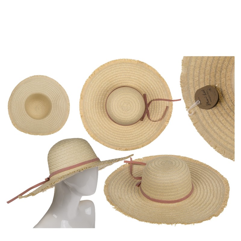 Καπέλο Ψάθινο Με Χρωματιστή Λωρίδα 98% Ψάθα/2% Polyester Μέγεθος One Size 44x44x12cm