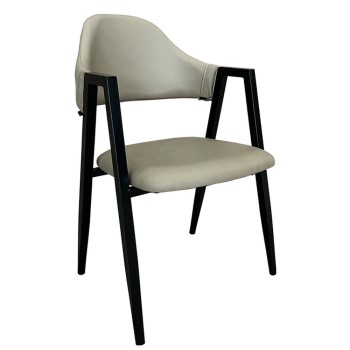 Καρέκλα Τραπεζαρίας ArteLibre SOLANA Cappuccino/Μαύρο PU/Μέταλλο 51x51x81cm