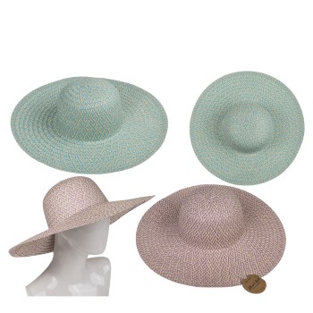 Καπέλο Ψάθινο Χρωματιστό 35% Polyester/65% Ψάθα Μέγεθος One Size 44x44x12cm Σε 2 Χρώματα