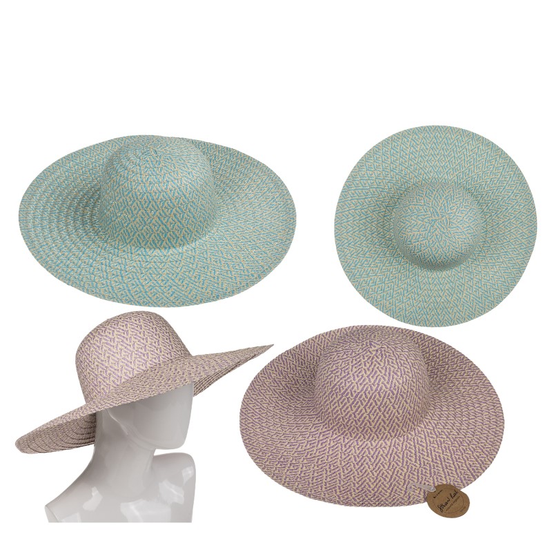 Καπέλο Ψάθινο Χρωματιστό 35% Polyester/65% Ψάθα Μέγεθος One Size 44x44x12cm Σε 2 Χρώματα