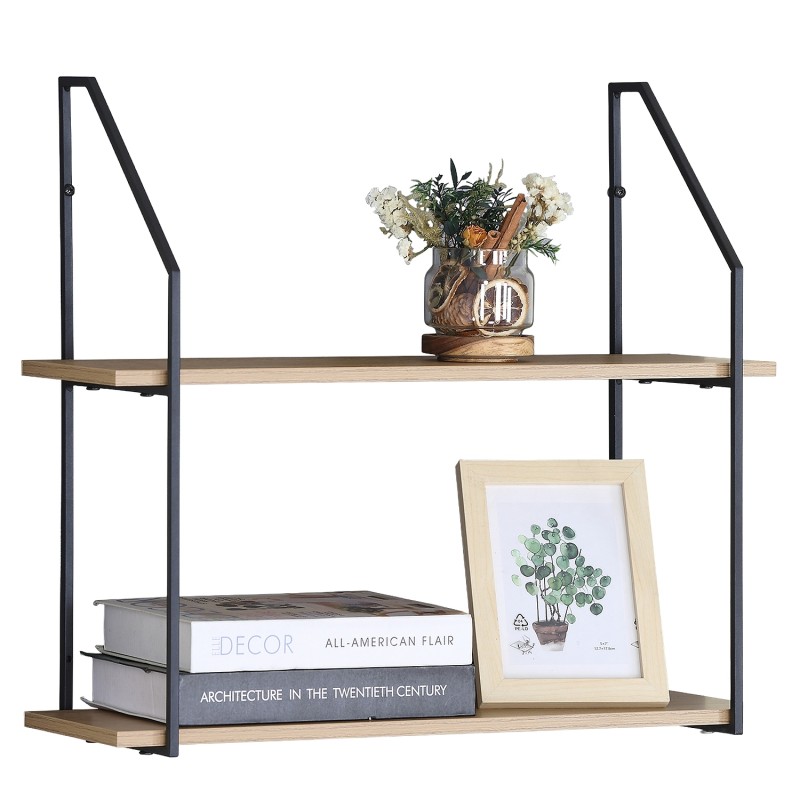 Ραφιέρα Τοίχου ArteLibre OLVAN Δρυς/Μαύρο MDF/Μέταλλο 65x20x52cm Ραφιέρα Τοίχου ArteLibre OLVAN Δρυς/Μαύρο MDF/Μέταλλο 65x20x52cm
