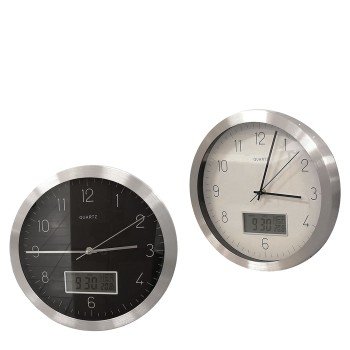 Ρολόι Τοίχου Ασημί Μέταλλο Φ30cm Σε 2 Χρώματα