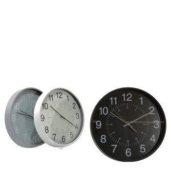Ρολόι Τοίχου Μαύρο/Γκρι/Ασημί Πλαστικό Φ38cm Σε 3 Χρώματα