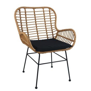 Καρέκλα Κήπου ArteLibre ABUDIUS Φυσικό/Μαύρο Μέταλλο/Rattan 60x60x85cm Καρέκλα Κήπου ArteLibre ABUDIUS Φυσικό/Μαύρο Μέταλλο/Rattan 60x60x85cm