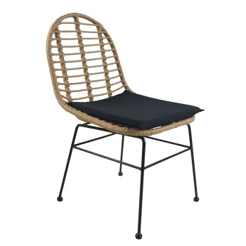 Καρέκλα Κήπου ArteLibre ACCIUS Φυσικό/Μαύρο Μέταλλο/Rattan 49x56x84cm Καρέκλα Κήπου ArteLibre ACCIUS Φυσικό/Μαύρο Μέταλλο/Rattan 49x56x84cm