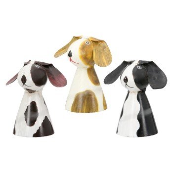 Φιγούρα φράχτη Dog Metal White Assorted 3 Times 7X6X7Cm 7X6X7Cm