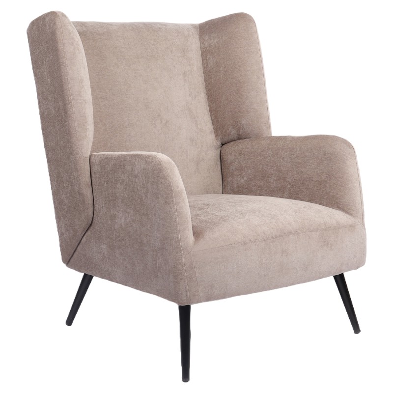 Πολυθρόνα ArteLibre NORA Καφέ Ανοιχτό Ύφασμα/Μέταλλο 100x80x89cm