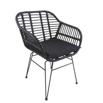 Καρέκλα Κήπου ArteLibre ACTORIUS Μαύρο Μέταλλο/Rattan 57x53x81cm Καρέκλα Κήπου ArteLibre ACTORIUS Μαύρο Μέταλλο/Rattan 57x53x81cm
