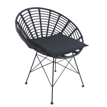 Καρέκλα Κήπου ArteLibre AELIUS Μαύρο Μέταλλο/Rattan 72x62x78cm Καρέκλα Κήπου ArteLibre AELIUS Μαύρο Μέταλλο/Rattan 72x62x78cm