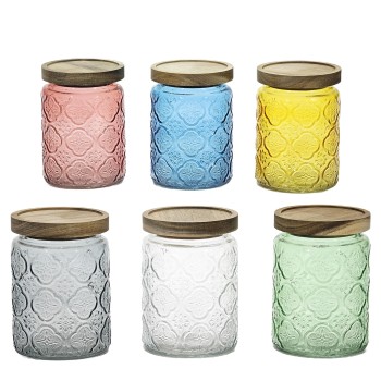 Βάζο Γυαλί Με Ερμητικό Καπάκι 700ml Φ10x14cm Σε 6 Χρώματα