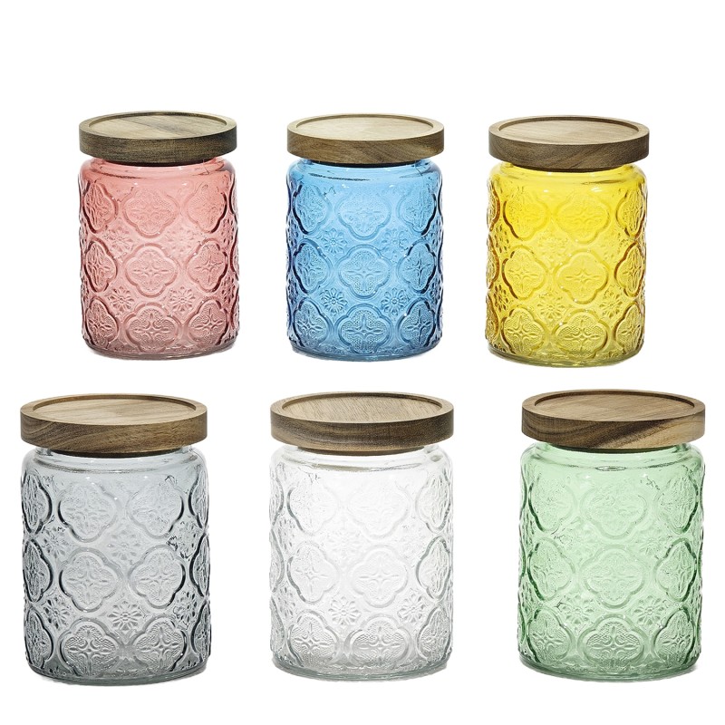 Βάζο Γυαλί Με Ερμητικό Καπάκι 700ml Φ10x14cm Σε 6 Χρώματα