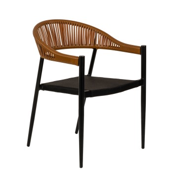 Πολυθρόνα Κήπου ArteLibre LIVINGSTONE Μαύρο/Καφέ Αλουμίνιο/Rattan 56x55x76cm Πολυθρόνα Κήπου ArteLibre LIVINGSTONE Μαύρο/Καφέ Αλουμίνιο/Rattan 56x55x76cm