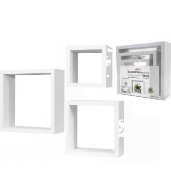 Σετ Ραφιών Κύβοι Λευκό Ξύλο 35x35x12cm/30x30x12cm/25x25x12cm 3Τμχ