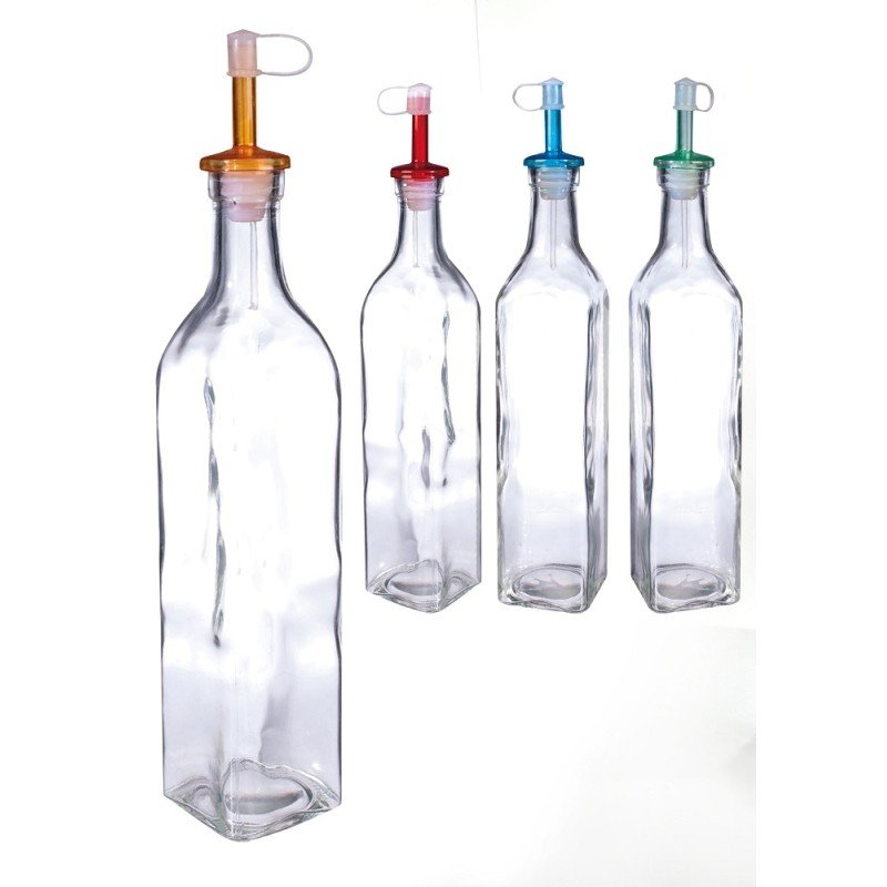 Φιάλη Λαδιού/Ξυδιού Διάφανο Γυαλί 500ml Με Πώμα Σε 4 Χρώματα Φιάλη Λαδιού/Ξυδιού Διάφανο Γυαλί 500ml Με Πώμα Σε 4 Χρώματα