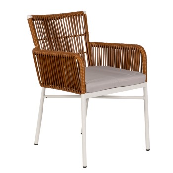 Πολυθρόνα Κήπου ArteLibre BLUENILE Λευκό/Καφέ Αλουμίνιο/Rattan 49x42x81cm Πολυθρόνα Κήπου ArteLibre BLUENILE Λευκό/Καφέ Αλουμίνιο/Rattan 49x42x81cm