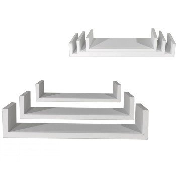 Ράφια Τοίχου Λευκό MDF 60x15.5x8cm 50x15.5x8cm 40x15.5x8cm 3Τμχ