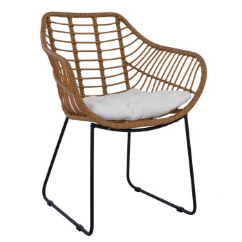 Πολυθρόνα Κήπου ArteLibre ABURIUS Φυσικό/Μαύρο Rattan/Μέταλλο 63x60x83.5cm Πολυθρόνα Κήπου ArteLibre ABURIUS Φυσικό/Μαύρο Rattan/Μέταλλο 63x60x83.5cm