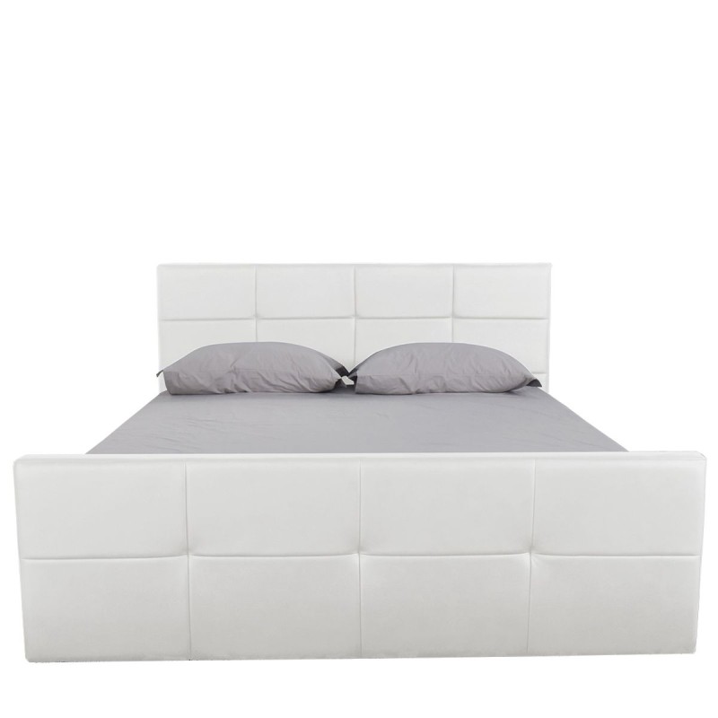 Κρεβάτι ArteLibre ANEMONE Λευκό PU Με Αποθηκευτικό Χώρο 217.5x170.5x100cm (Στρώμα 160x200cm)