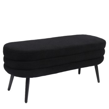 Παγκάκι Ottoman ArteLibre TONDO Μαύρο Ύφασμα Teddy/Μέταλλο 42x112x44cm