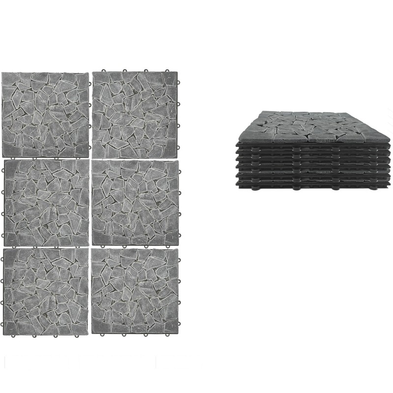 Πλακάκια Δαπέδου Μαύρο Πέτρα 30.5x30.5x2cm 6Τμχ