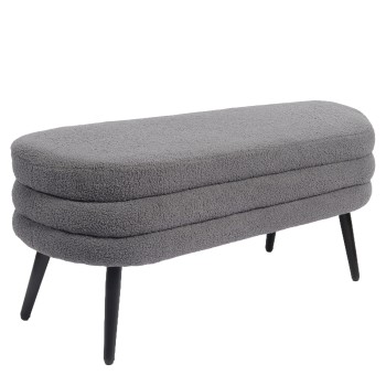 Παγκάκι Ottoman ArteLibre TONDO Γκρι Ύφασμα Teddy/Μέταλλο 42x112x44cm