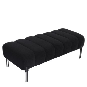 Παγκάκι Ottoman ArteLibre KUBO Μαύρο Ύφασμα Teddy/Μέταλλο 40x116.5x50cm