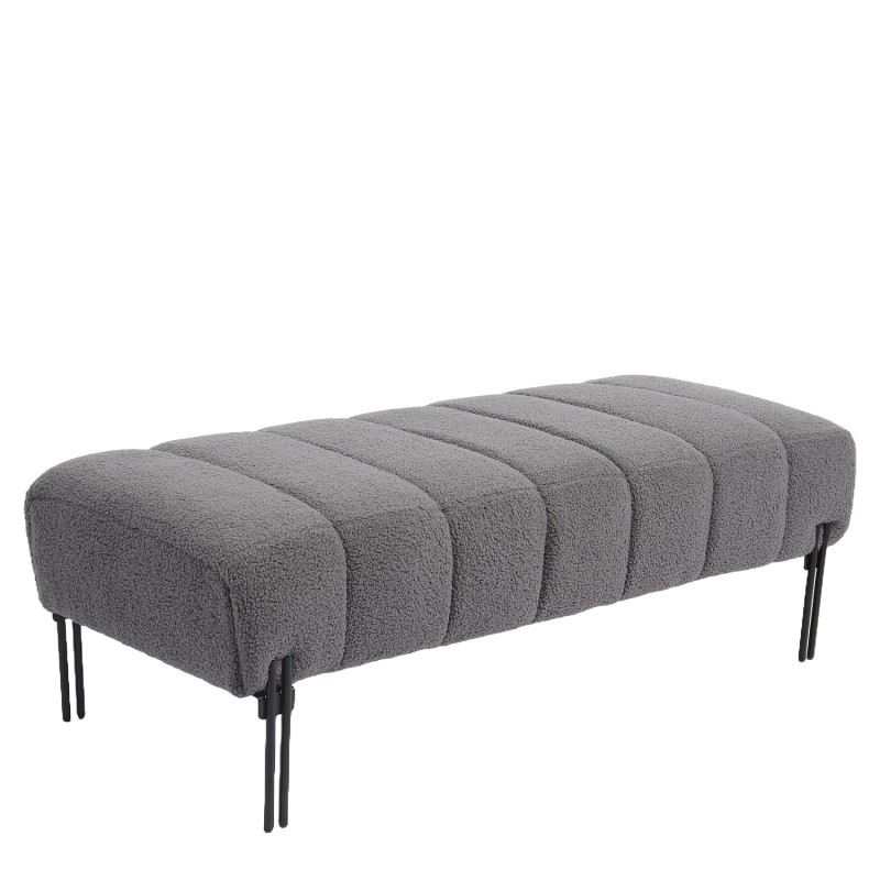 Παγκάκι Ottoman ArteLibre KUBO Γκρι Ύφασμα Teddy/Μέταλλο 40x116.5x50cm