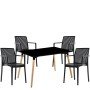 Σετ Τραπεζαρία (4+1) ArteLibre OWLET Μαύρο/Φυσικό Ξύλο/PP/MDF 120x80x74cm