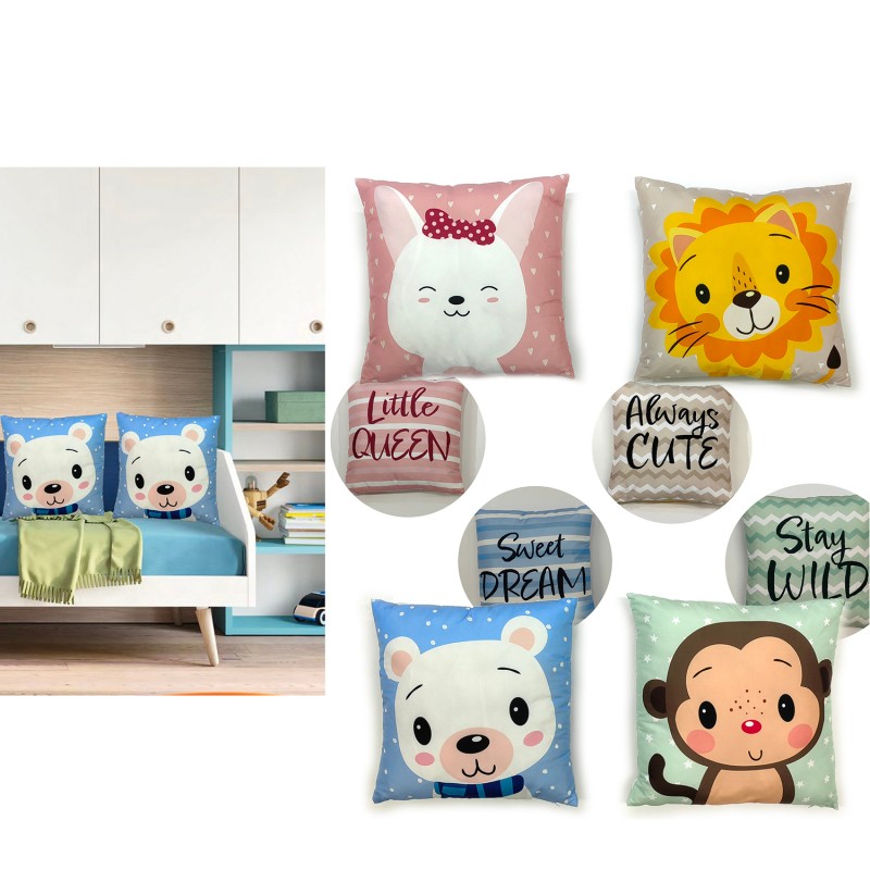 Μαξιλάρι Baby Cute 45x45cm Με Φερμουάρ Σε 4 Σχέδια
