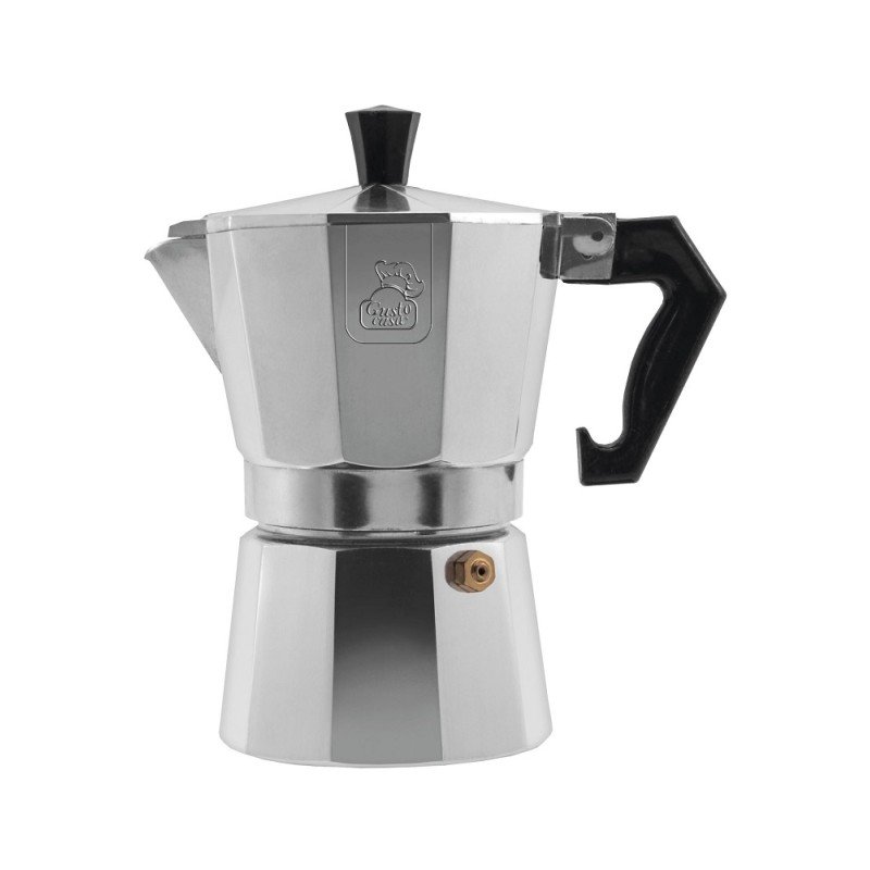 Καφετιέρα Espresso 2 Φλυτζανιών Με Λαβή Βακελίτη Ασημί/Μαύρο Αλουμίνιο