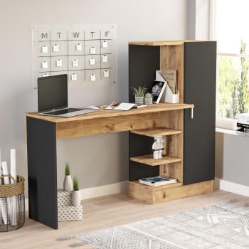 Γραφείο ArteLibre CAMDEN Πεύκο/Μαύρο Μοριοσανίδα 152.3x40x120cm Γραφείο ArteLibre CAMDEN Πεύκο/Μαύρο Μοριοσανίδα 152.3x40x120cm