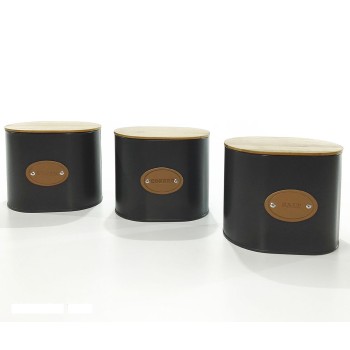 Δοχεία μαύρο/γκρι μέταλλο/ξύλο 15x11x13cm Σε 3 Σχέδια