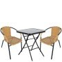 Σετ Τραπεζαρία Κήπου ArteLibre TAURUS Μαύρο/Μπεζ Rattan/Γυαλί/Μέταλλο Με 2 Πολυθρόνες 14990488