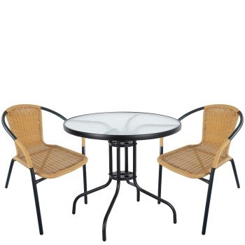 Σετ Τραπεζαρία Κήπου ArteLibre EARTH Μαύρο/Μπεζ Rattan/Γυαλί/Μέταλλο Με 2 Πολυθρόνες 14990489 Σετ Τραπεζαρία Κήπου ArteLibre EARTH Μαύρο/Μπεζ Rattan/Γυαλί/Μέταλλο Με 2 Πολυθρόνες 14990489