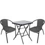 Σετ Τραπεζαρία Κήπου ArteLibre TAURUS Μαύρο/Γκρι Rattan/Γυαλί/Μέταλλο Με 2 Πολυθρόνες 14990496
