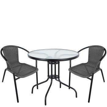 Σετ Τραπεζαρία Κήπου ArteLibre EARTH Μαύρο/Γκρι Rattan/Γυαλί/Μέταλλο Με 2 Πολυθρόνες 14990497 Σετ Τραπεζαρία Κήπου ArteLibre EARTH Μαύρο/Γκρι Rattan/Γυαλί/Μέταλλο Με 2 Πολυθρόνες 14990497
