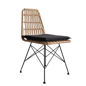 Καρέκλα Κήπου ArteLibre ALFONSE Φυσικό/Μαύρο Μέταλλο/Rattan 47x62x81cm Καρέκλα Κήπου ArteLibre ALFONSE Φυσικό/Μαύρο Μέταλλο/Rattan 47x62x81cm
